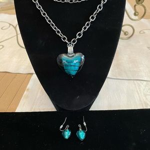 Matching necklace and earrings ensemble